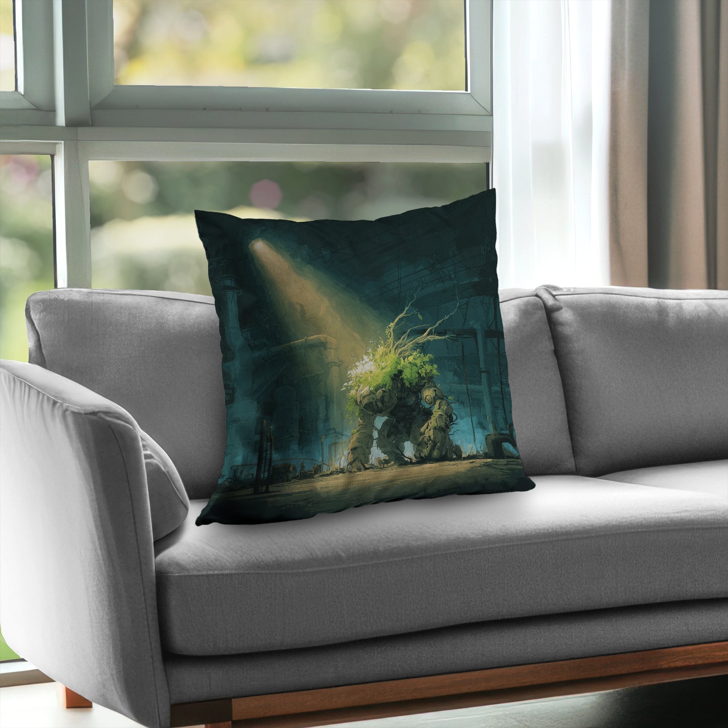 Coussin décoratif Golem en sergé turquoise | Garniture décorative
