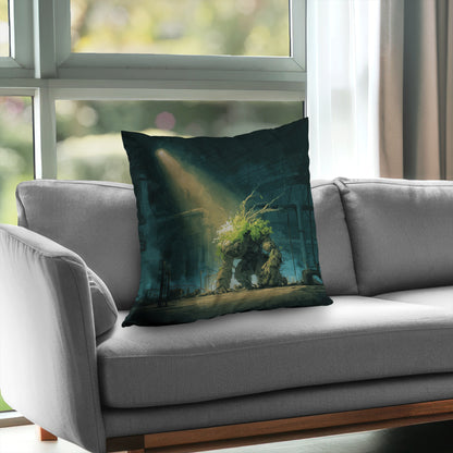 Coussin décoratif Golem en sergé turquoise | Garniture décorative