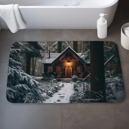 The lone cabin Black bath mat for elegant home decor