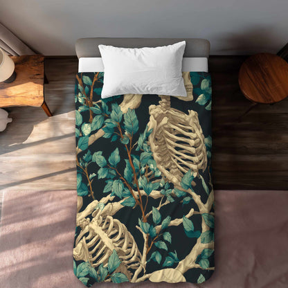 Housse de couette à motifs de bâtons et de crânes | Linge de lit décoratif unique