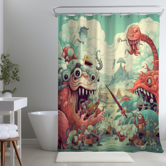 Day of Reckoning Turquoise Shower Curtain | Home Decor Accessory