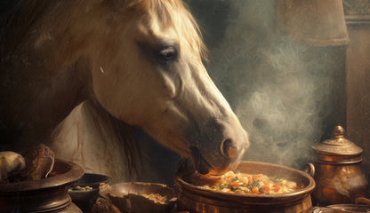 Horse on Soup - Brown Indoor Outdoor Tablecloth for Home Decor