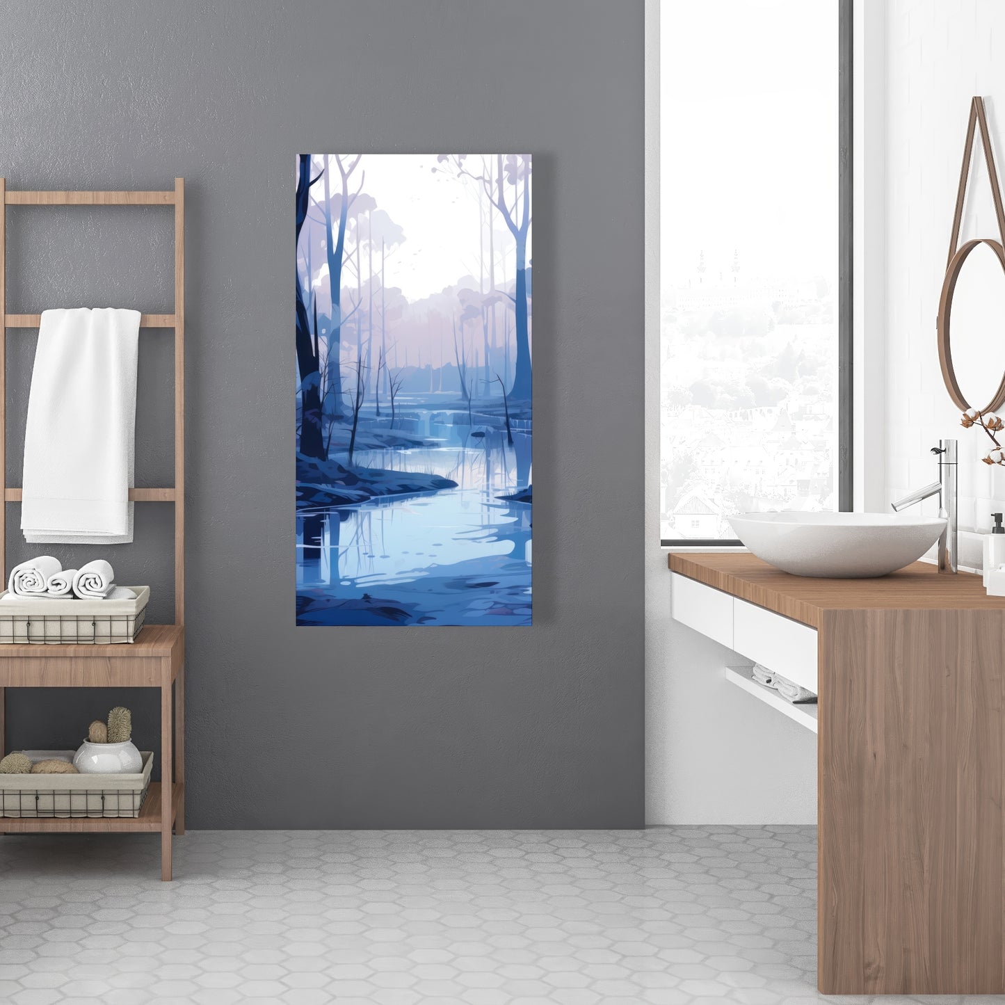 Cold and Muddy | White Canvas Home Decor for Modern Spaces