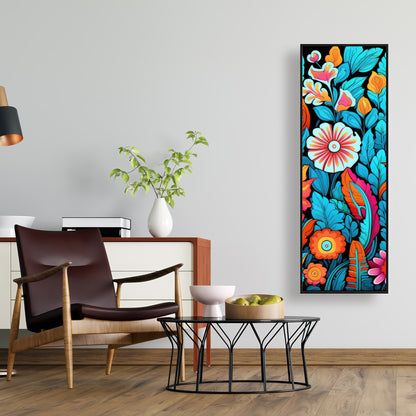 Floral Hues - Turquoise Framed Canvas for Home Decor