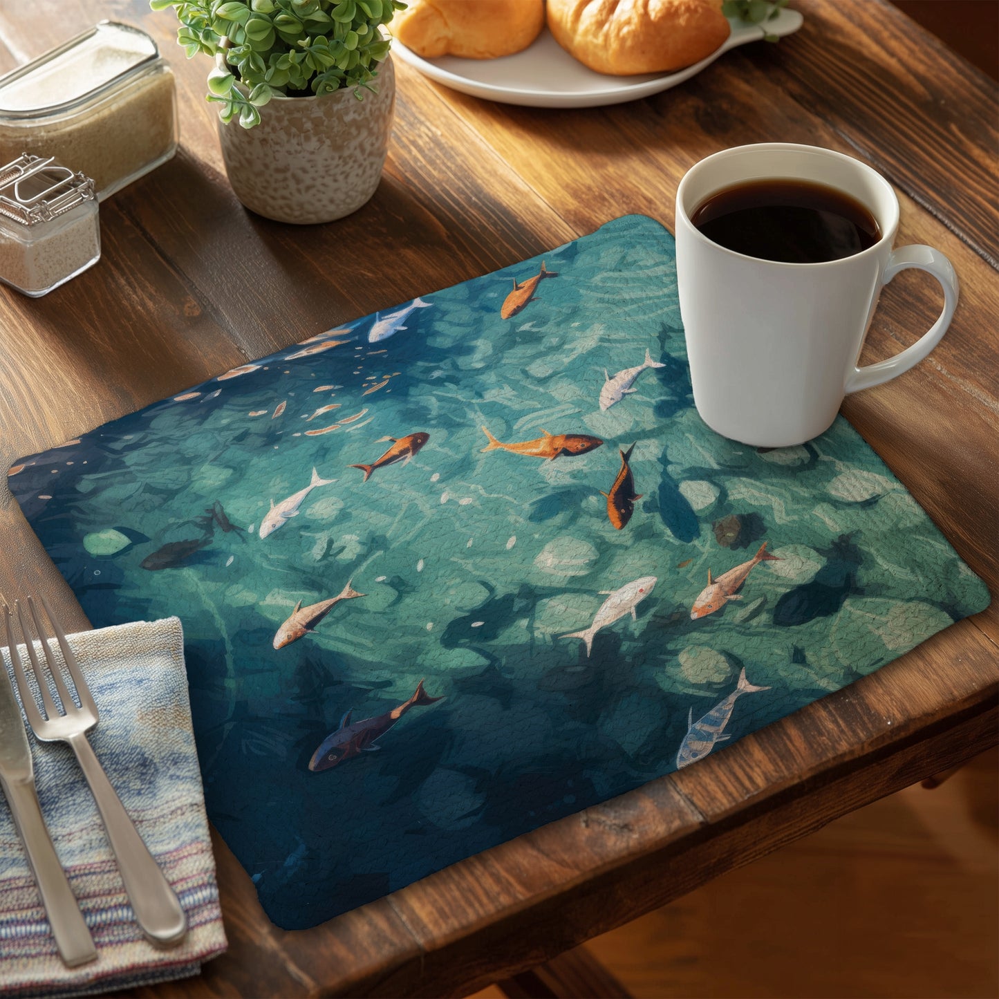 Caustic Fish Braided Polyester Placemat | Home Decor Accent