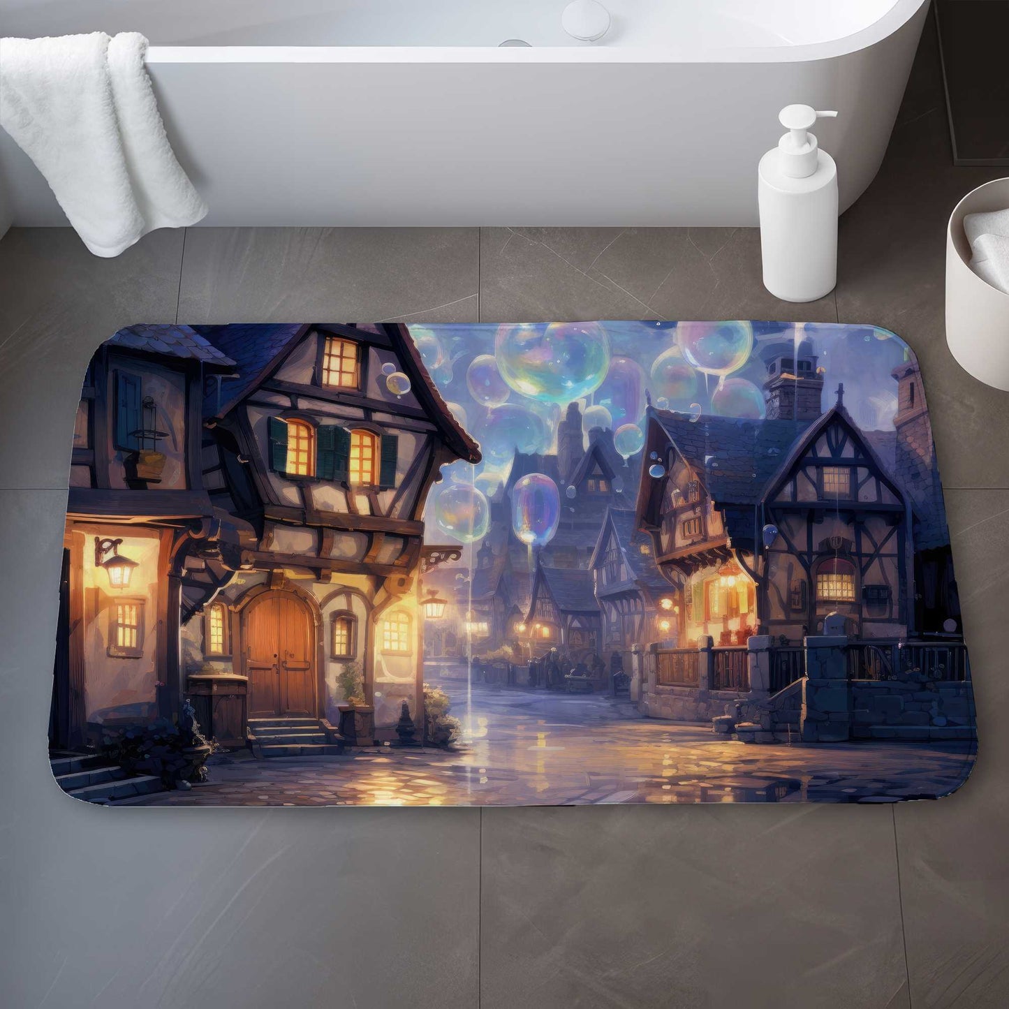 Bloopy Town Beige Bath Mat | Stylish Home Decor Essential