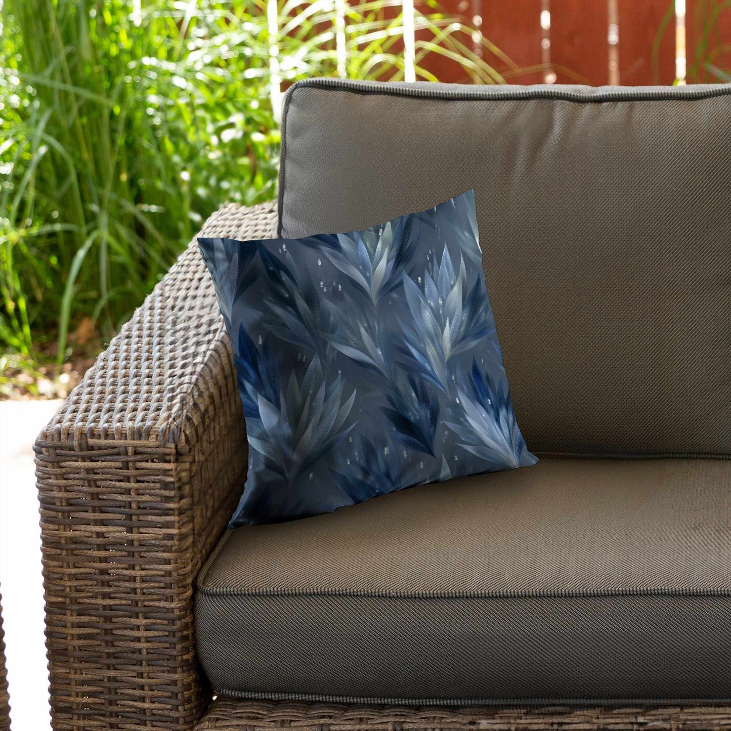 Coussin décoratif en sergé de polyester à motif feuilles glacées - Décoration élégante pour la maison