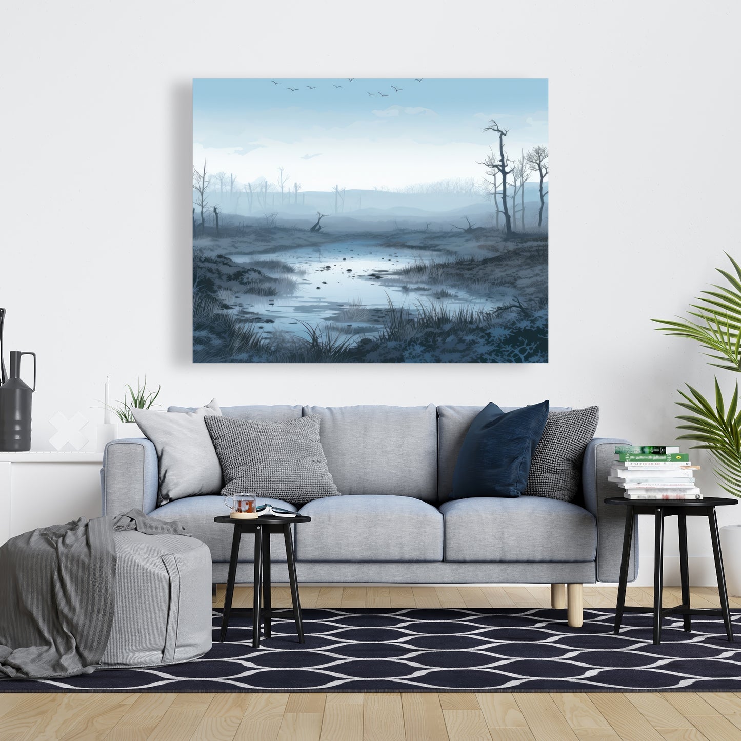 Swampy lands - Blue Canvas Wall Art for Home Decor