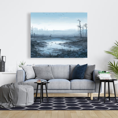 Swampy lands - Blue Canvas Wall Art for Home Decor