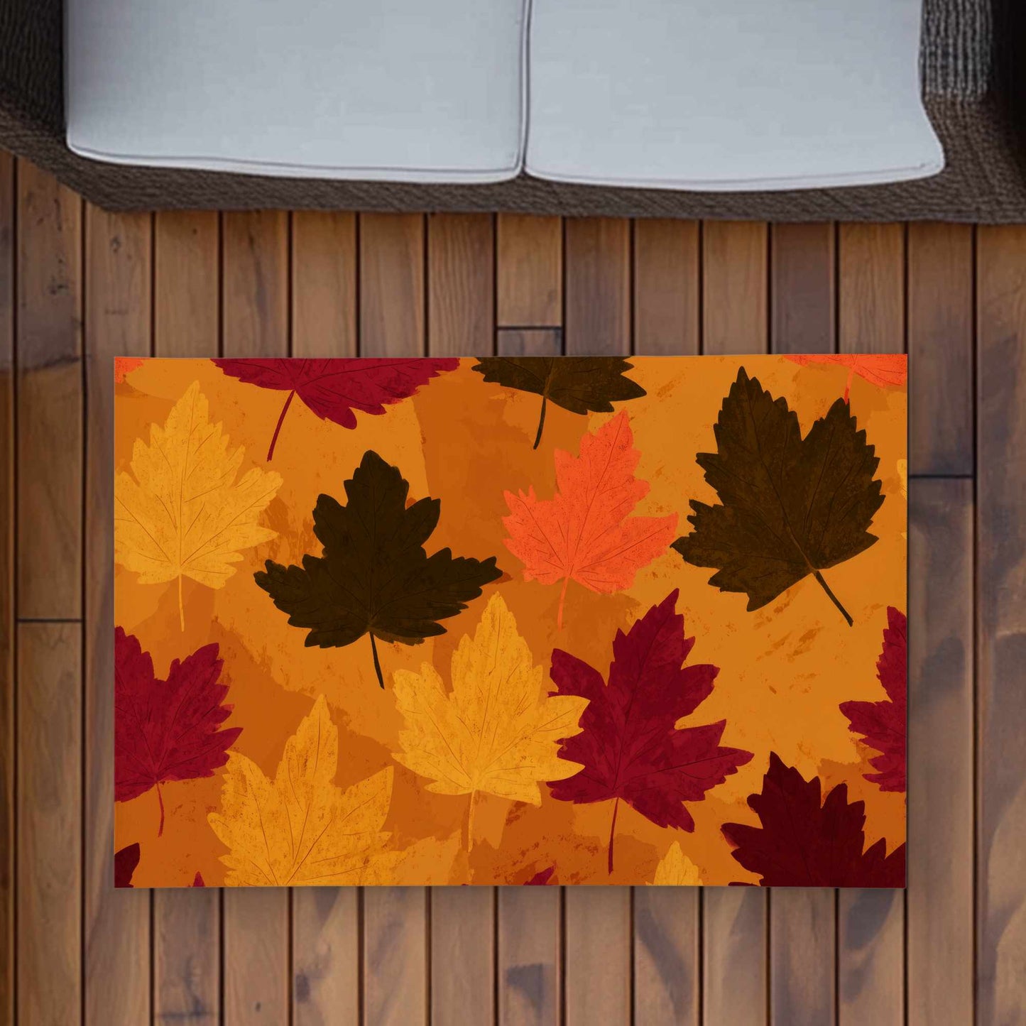 Tapis d'extérieur Feuilles aux reflets automnaux | Décoration intérieure chaleureuse