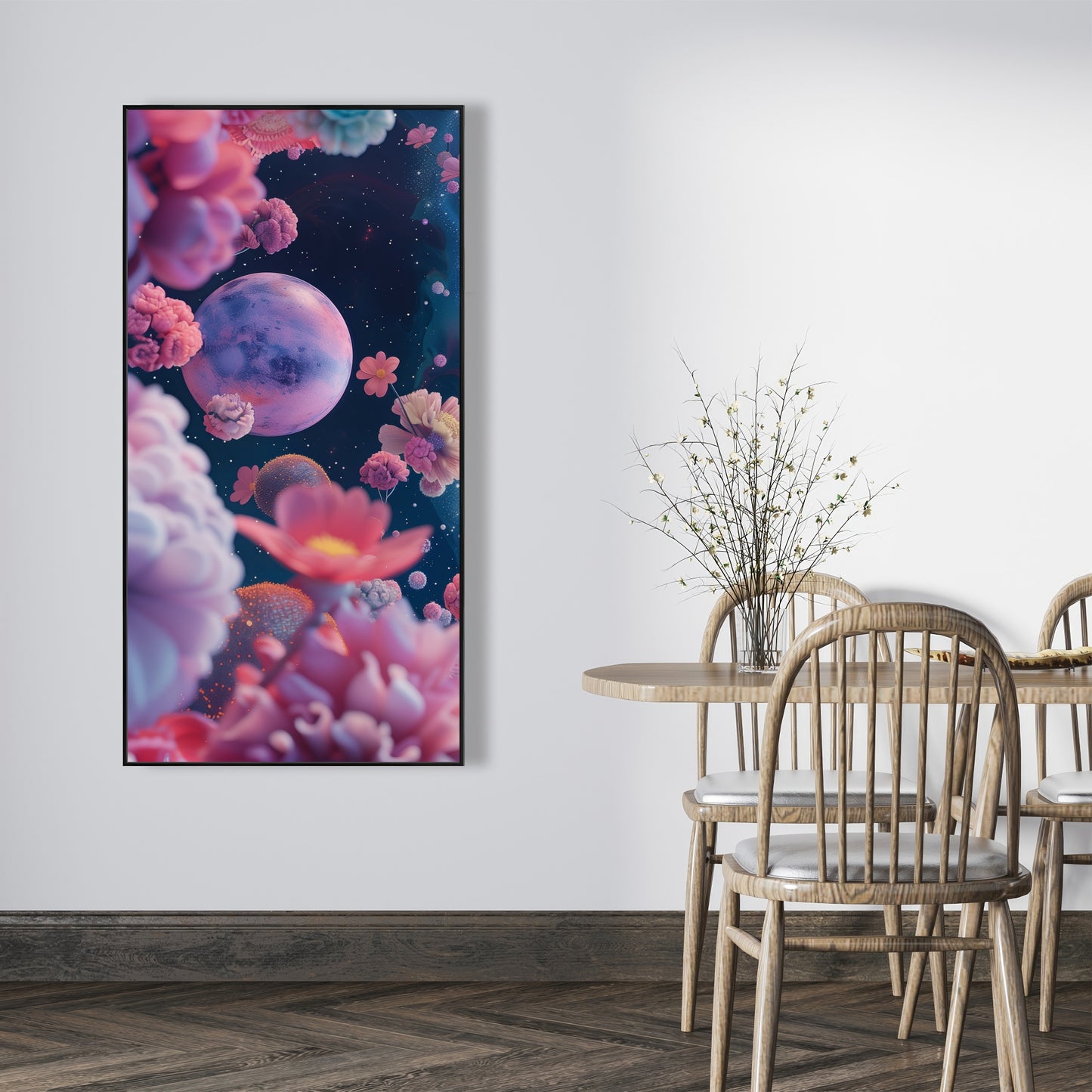 Pink void - White Framed Canvas for Elegant Home Decor