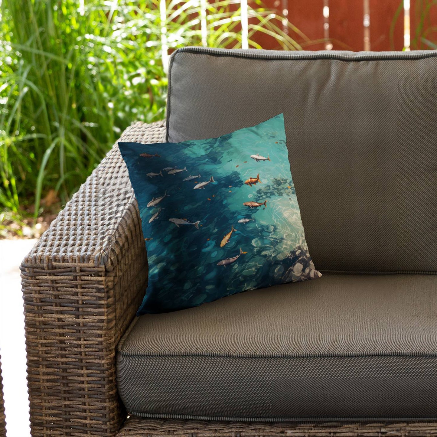 Swim ahead - Throw pillow - Print on demand