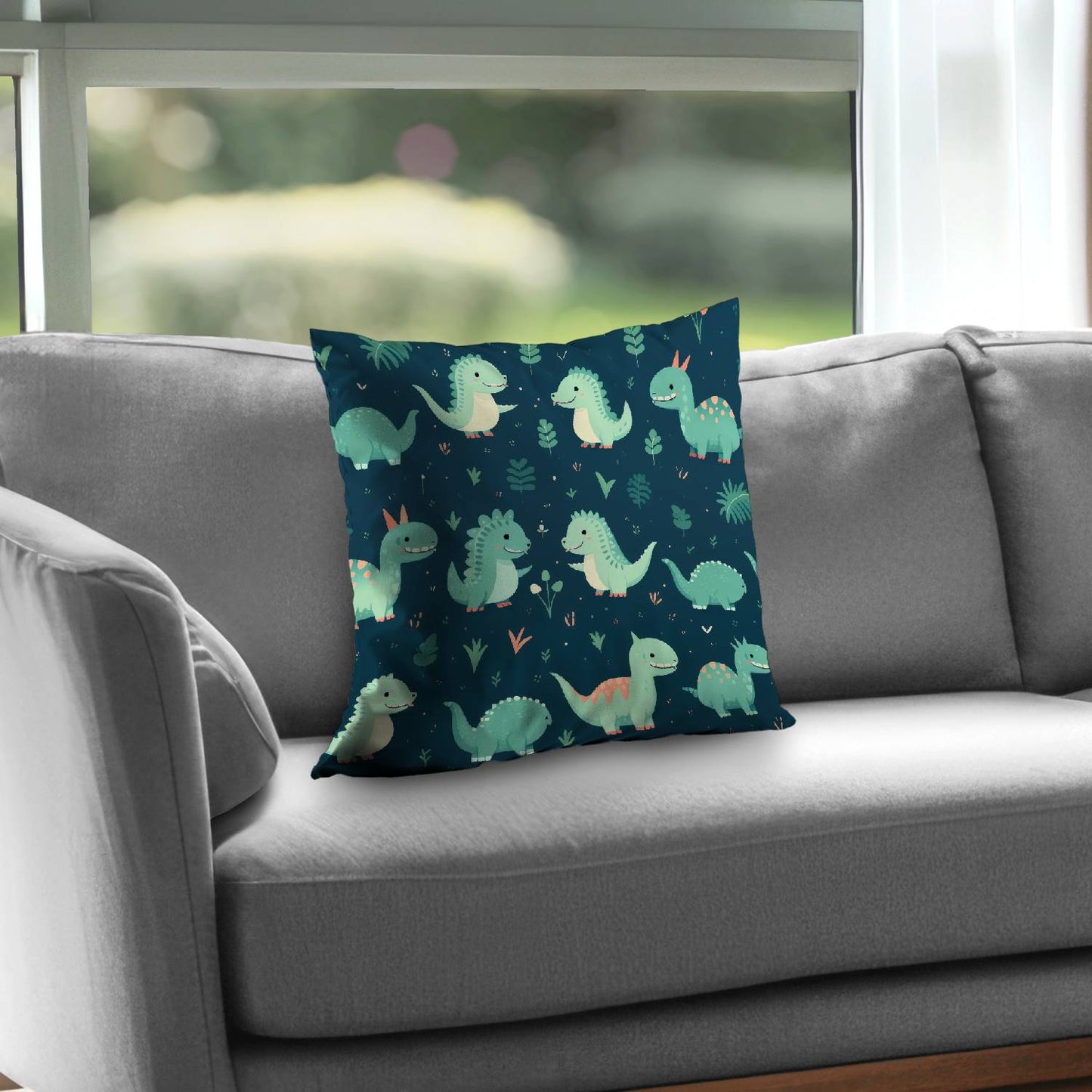 Happy dinosaurs - Throw pillow - Print on demand