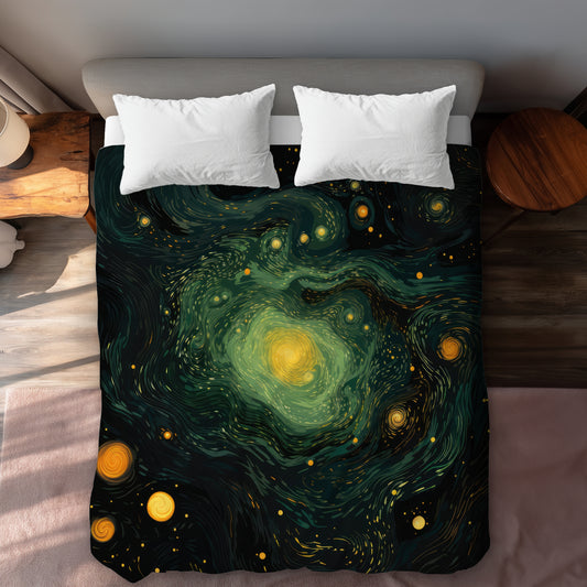 Illuminated in Space Yellow Duvet Cover | Home Decor Essentials