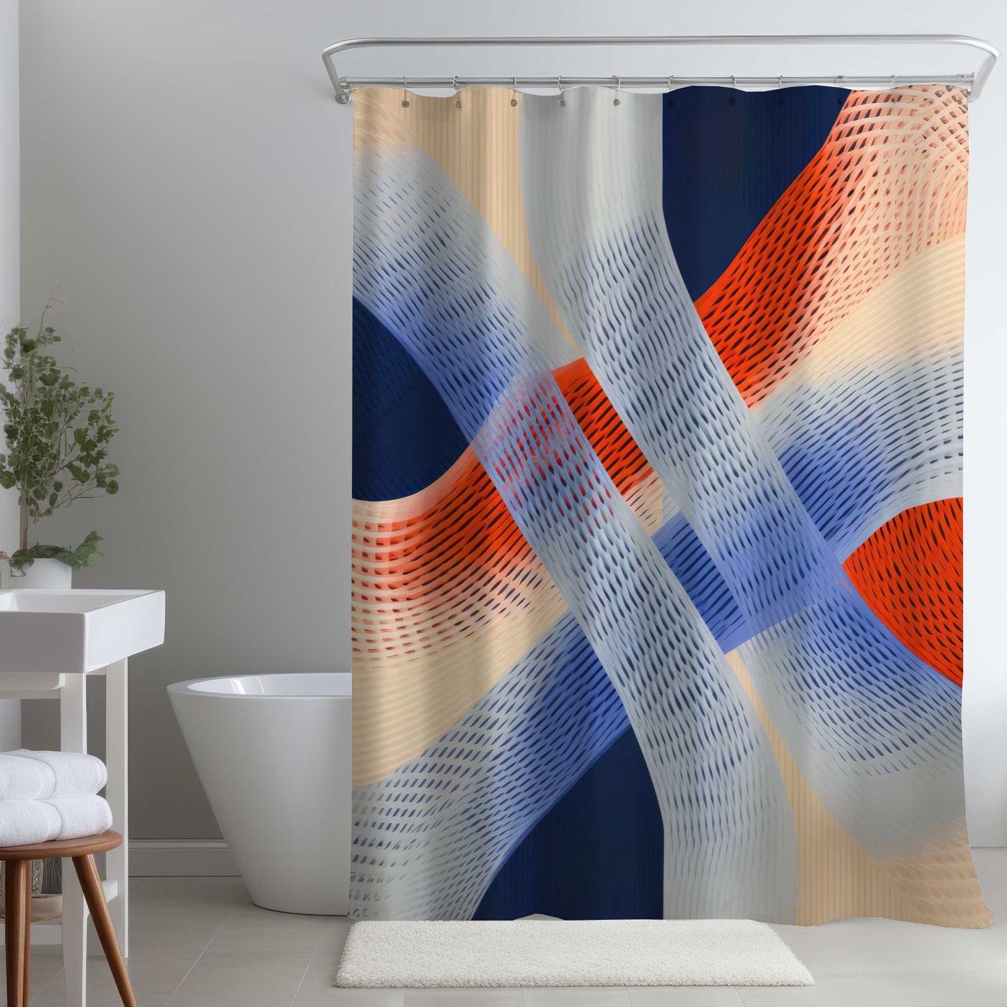 Abstract Threading Shower Curtain | Modern Home Decor Accent