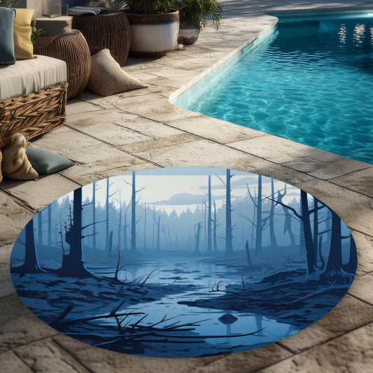 Dead lands Gray Round Outdoor Area Rug for Home Decor