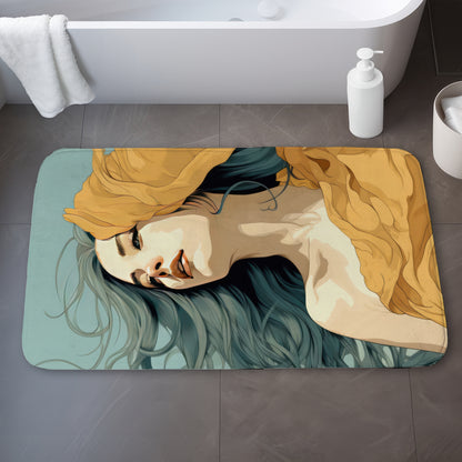 Sensual Flow Beige Bath Mat - Elegant Home Decor Accent