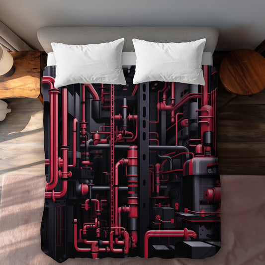 Machinery Red Duvet Cover - Stylish Home Decor Essential