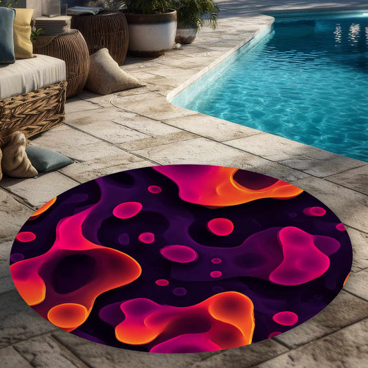 Tapis d'extérieur rond Luminous Flow Veins | Décoration d'intérieur élégante