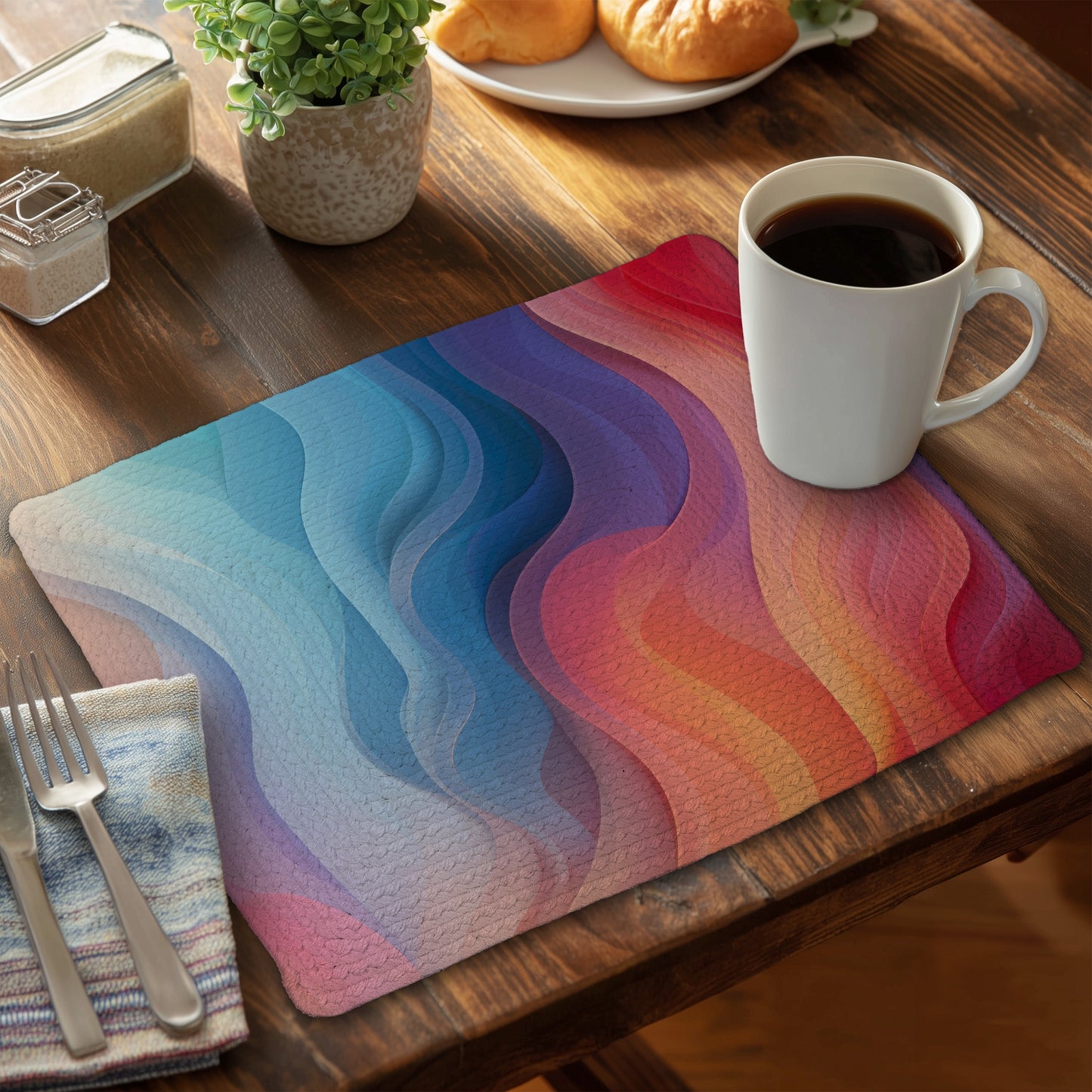 Sweet dreams Turquoise Braided Polyester Placemat | Home Decor