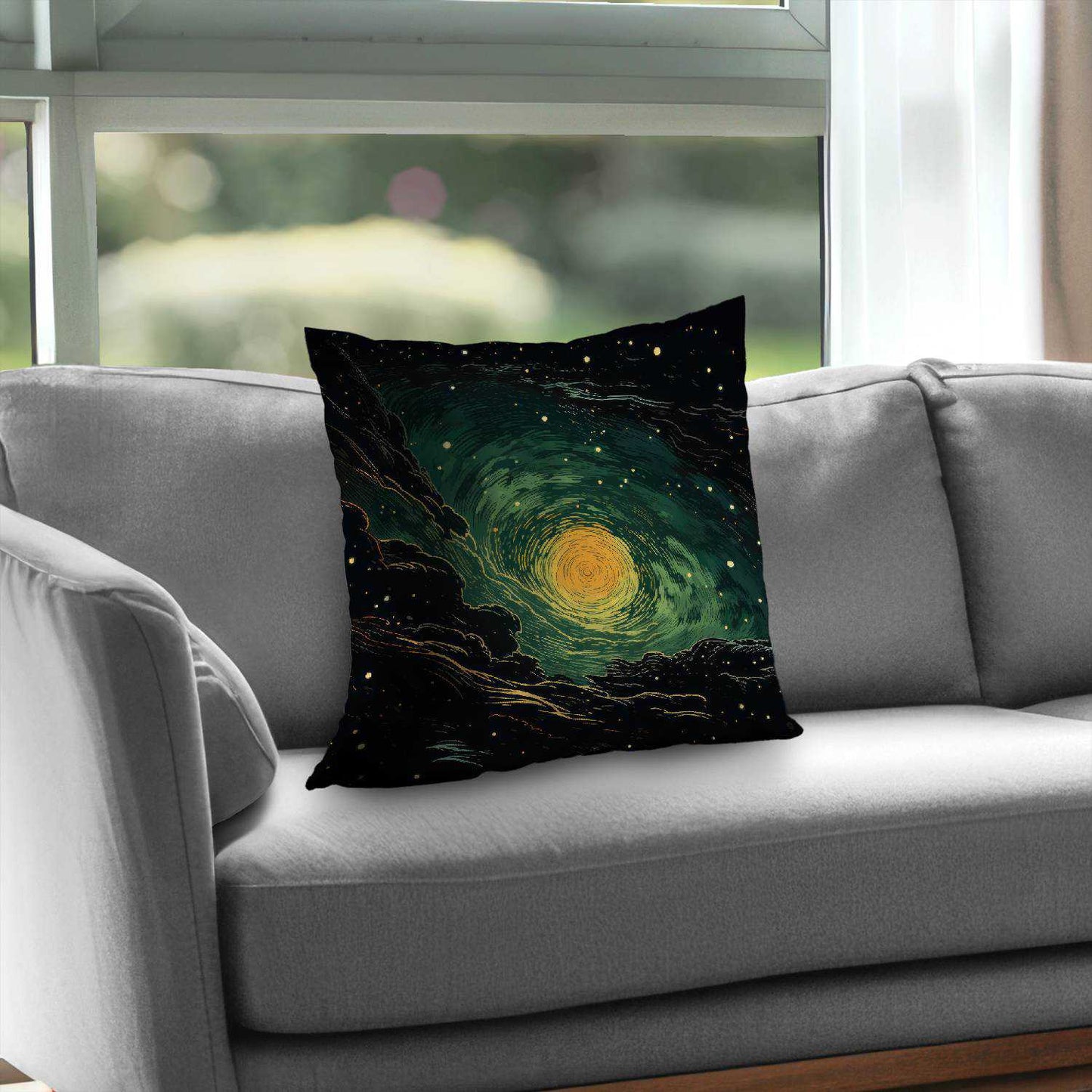 Coussin décoratif en sergé polyester « Turmoil in Space » | Accessoire de décoration intérieure