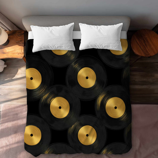 Housse de couette à cercles rainurés dorés | Décoration intérieure élégante