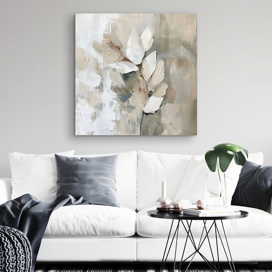 Leaf Beige Canvas - Elegant Home Decor Accent | Stylish Art
