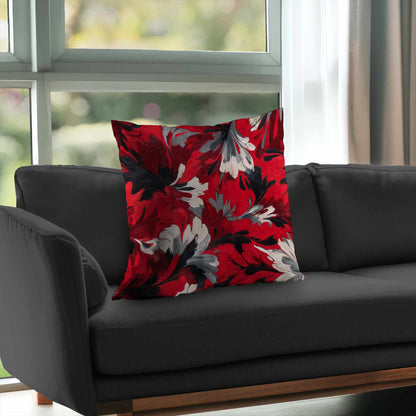 Red Flow Poly Twill Throw Pillow - Stylish Home Decor Accent