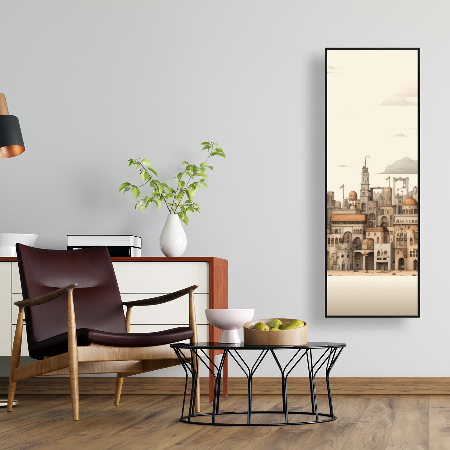 The Old Town - Beige Framed Canvas for Home Decor