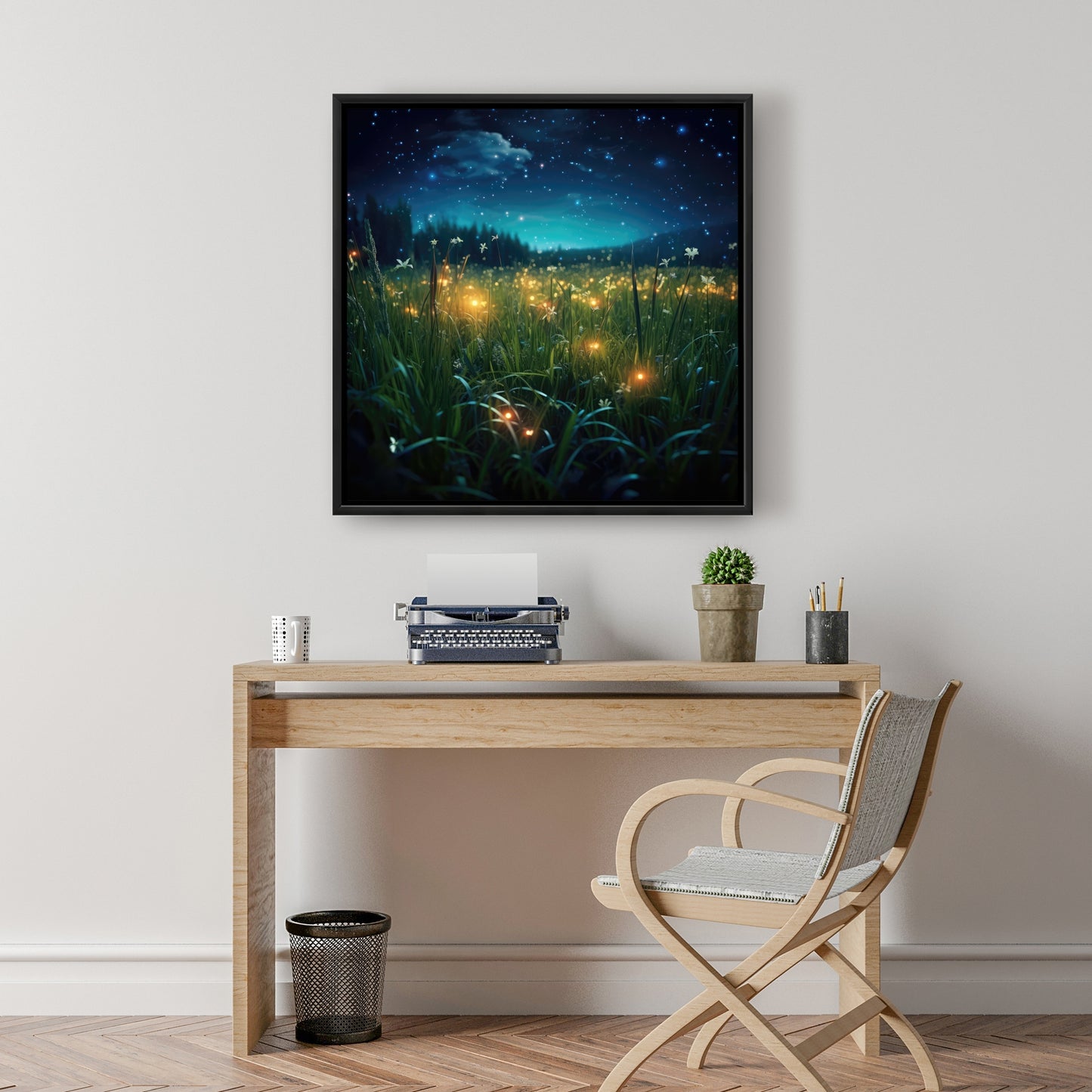 Fireflies at night - 36"x36" Framed canvas