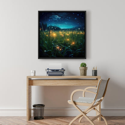 Fireflies at night - 36"x36" Framed canvas