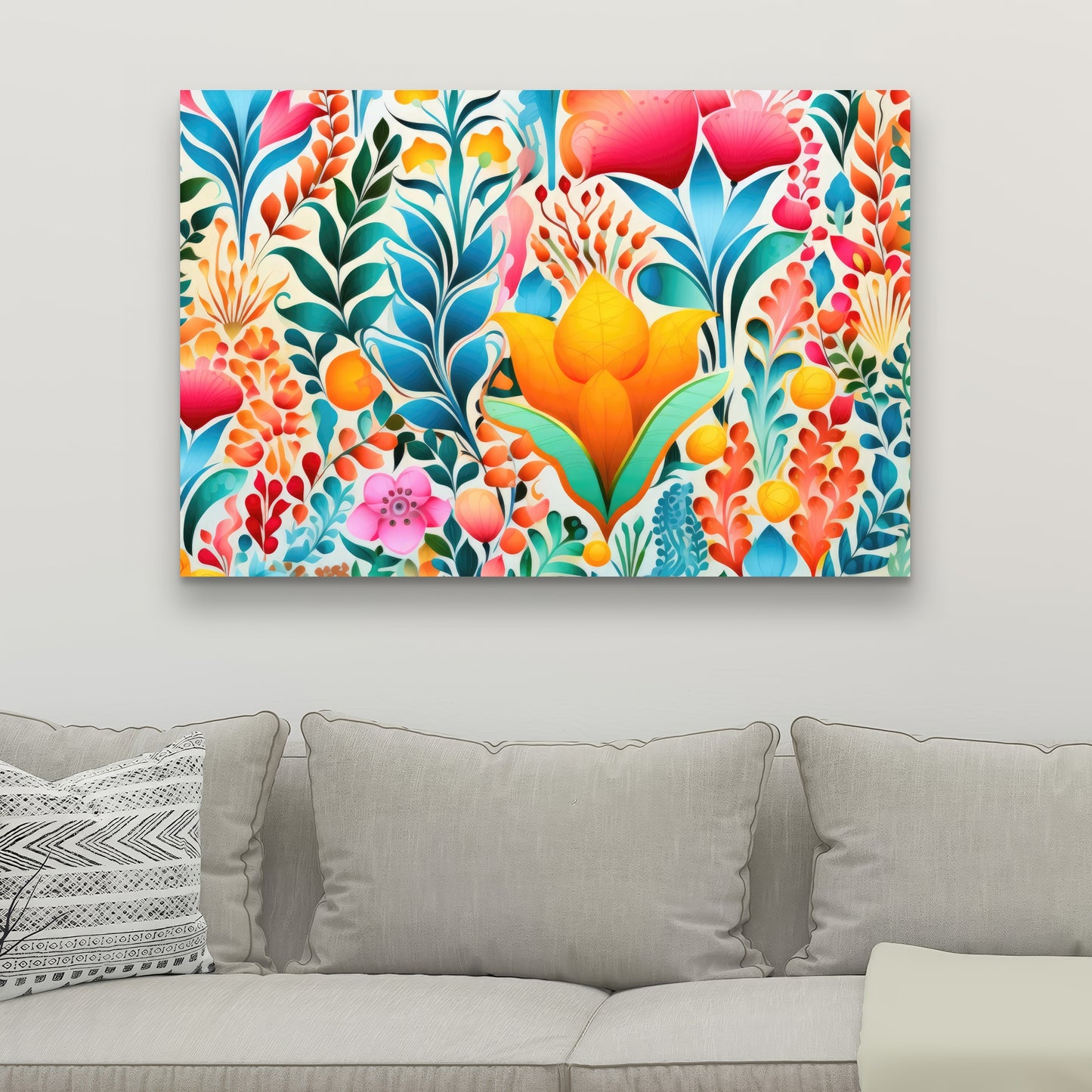 Flowing Flowers - Green Canvas for Elegant Home Decor
