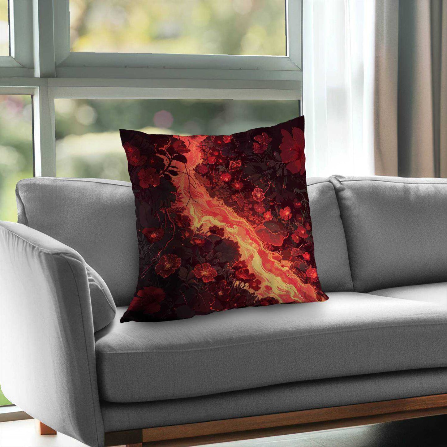 Seering Flowerbed Poly Twill Throw Pillow | Home Decor