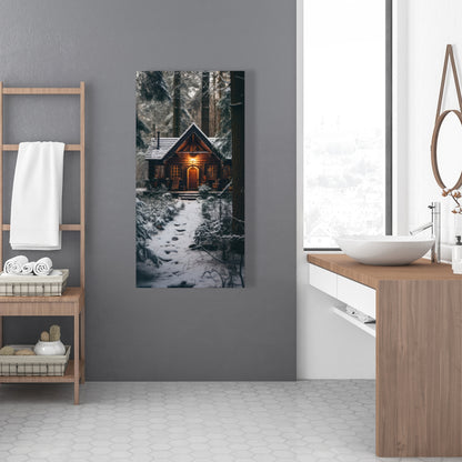 The Lone Cabin - Brown Canvas Home Decor Art Print