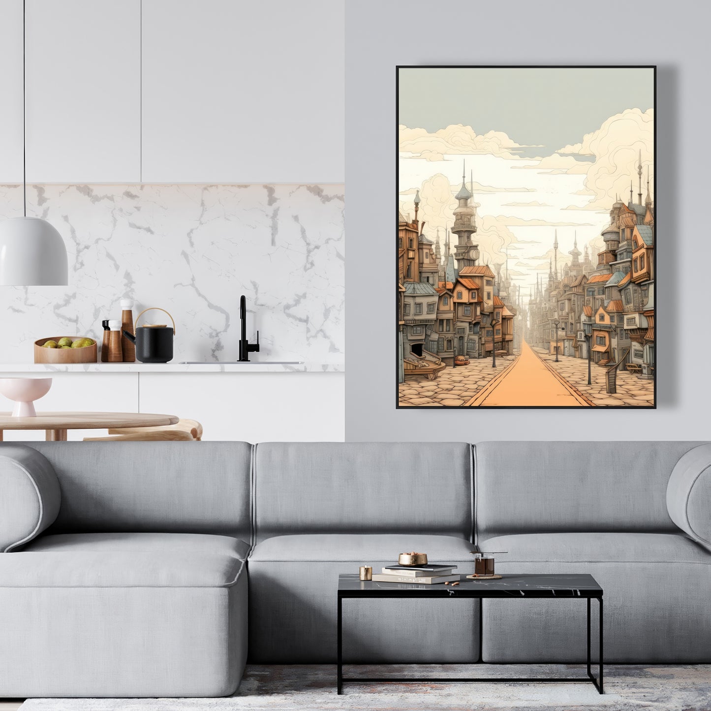 Doing well - Beige Framed Canvas for Elegant Home Decor