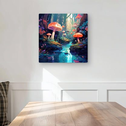 Whimsical Forest - Blue Metal Print for Home Decor