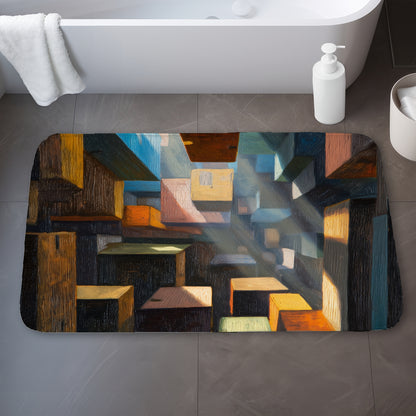 Boxed up Blue Bath Mat | Stylish Home Decor Essentials