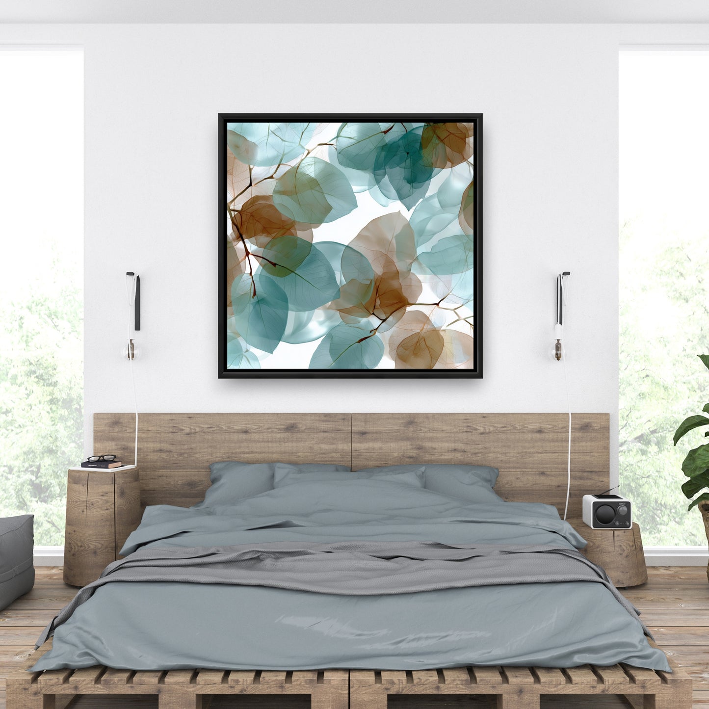 Translucent leaves - 24"x24" Framed canvas