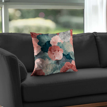 Whispering Coral Blooms Poly Twill Throw Pillow | Home Decor
