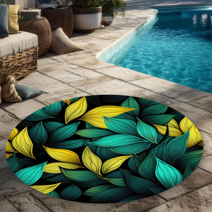 Tapis d'extérieur rond Potent Aroma | Accent de décoration élégant