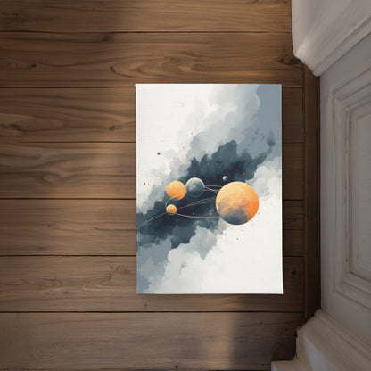 Circle of Planets White Indoor Outdoor Door Mat - Home Decor