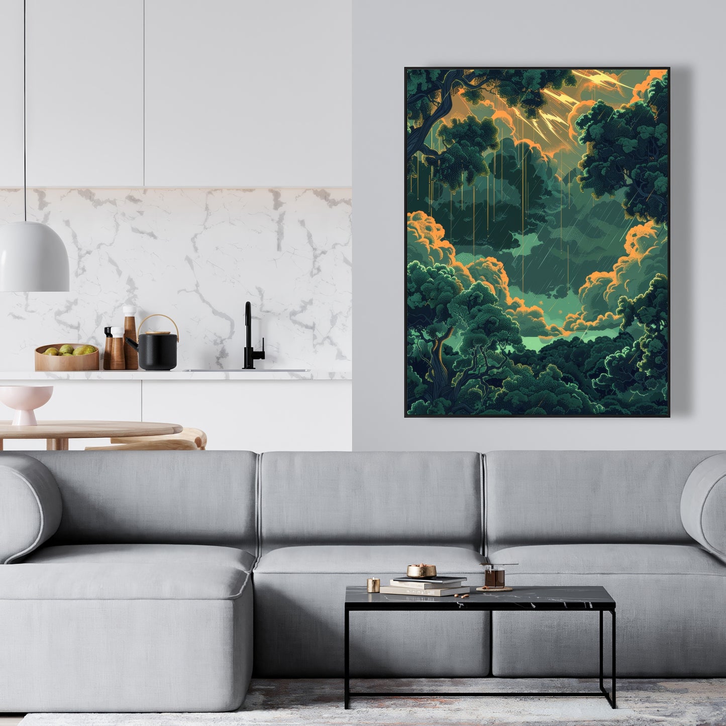 Drops - Yellow Framed Canvas Art for Stylish Home Decor