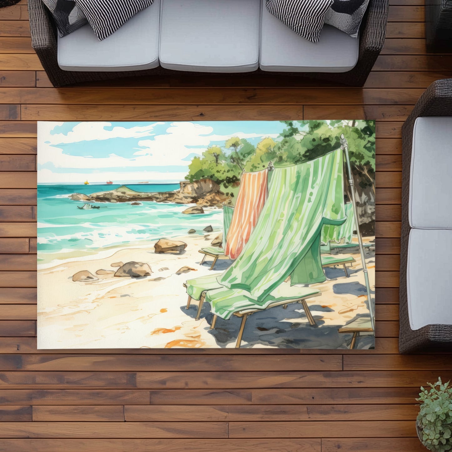 Beach Calm Beige Outdoor Area Rug | Home Decor Essential