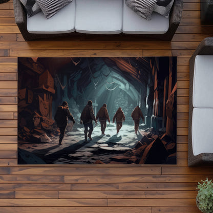 The Catacombs - Black Outdoor Area Rug for Home Decor