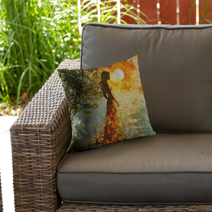 Peaceful Sun Green Poly Twill Throw Pillow | Home Decor Insert