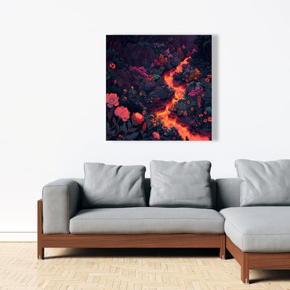 Flowing magma - Black canvas home decor art piece