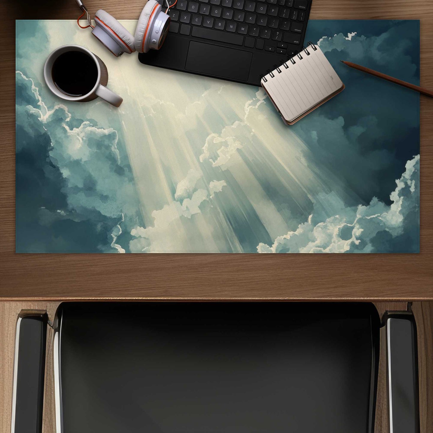 Beam of Light - White Desk Mat for Stylish Home Decor