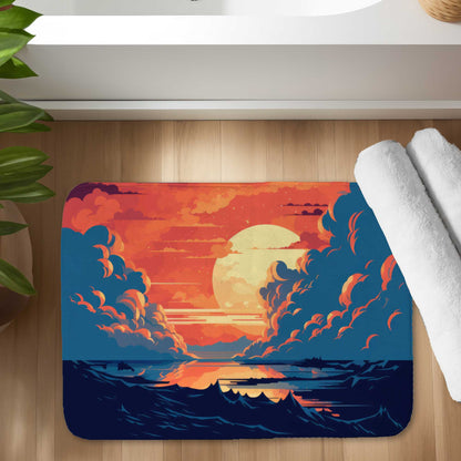 Tapis de bain orange et bleu | Tapis élégant pour la décoration intérieure