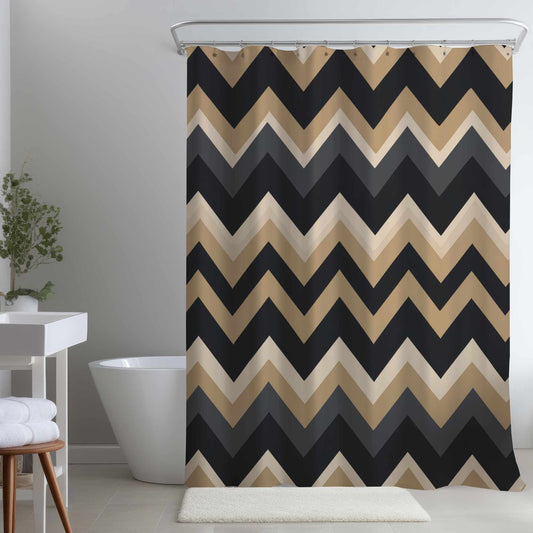 Rideau de douche à vagues aux tons naturels | Décoration intérieure élégante