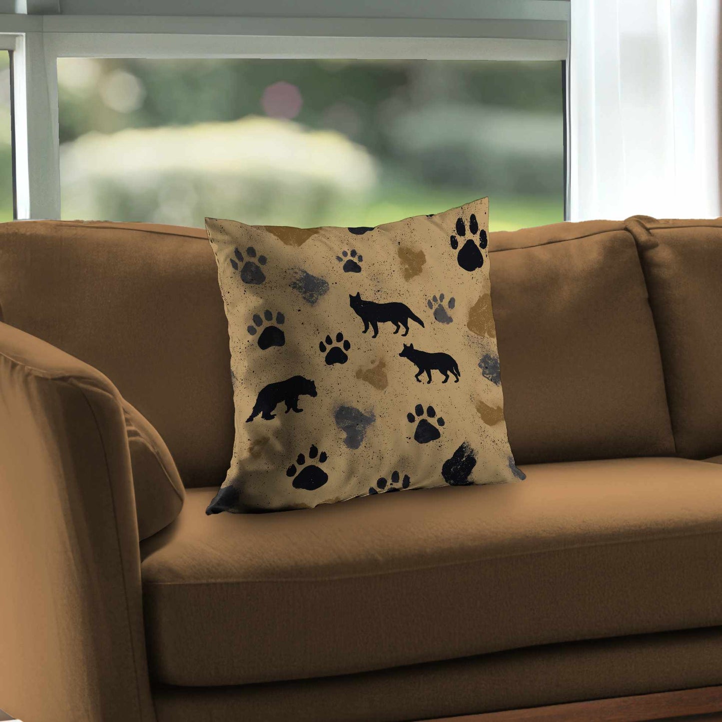 Coussin décoratif Wild Tracks Echo en sergé de polyester | Décoration d'intérieur